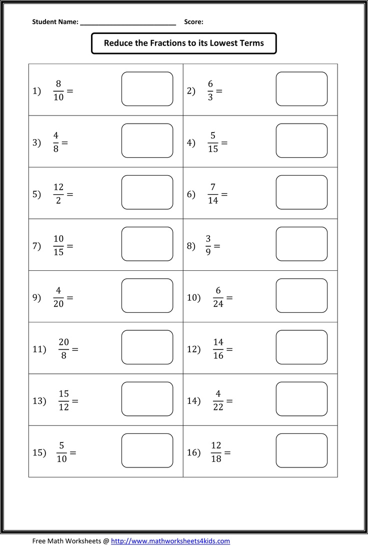 Simplifying Or Reducing Fraction Worksheets