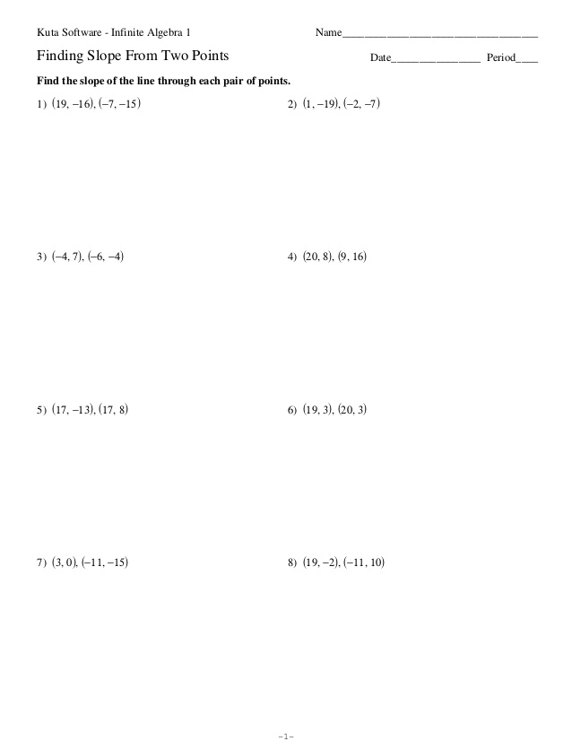 Slope From Two Points Worksheet