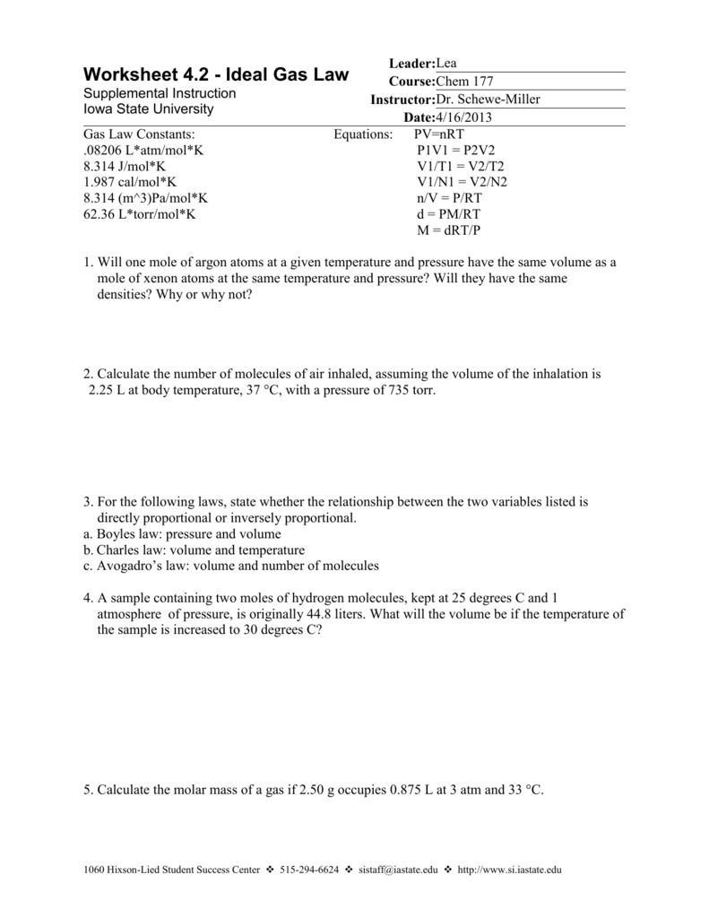 Stoichiometry Volume Volume Problems Worksheet