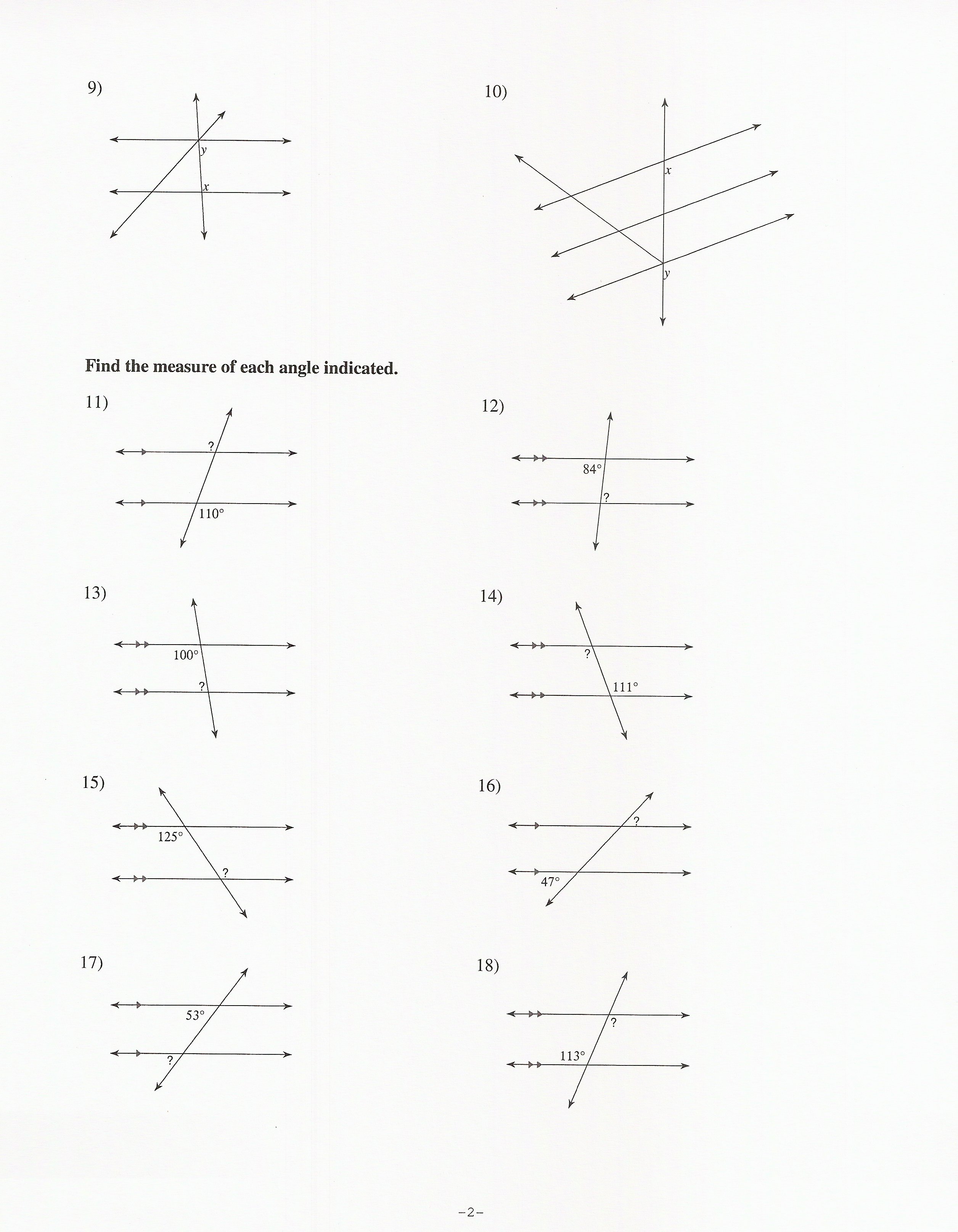 Transversal And Parallel Lines Worksheet Worksheets For School