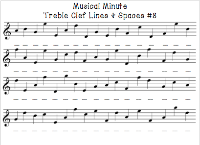 Treble Clef Notes Worksheet