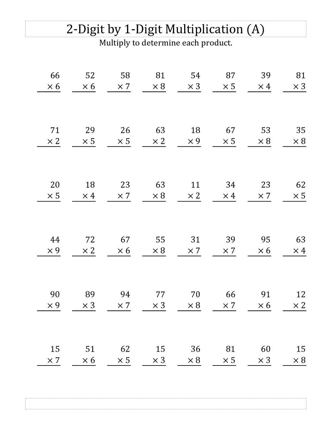 Two By Two Multiplication Worksheets Free Worksheets Library