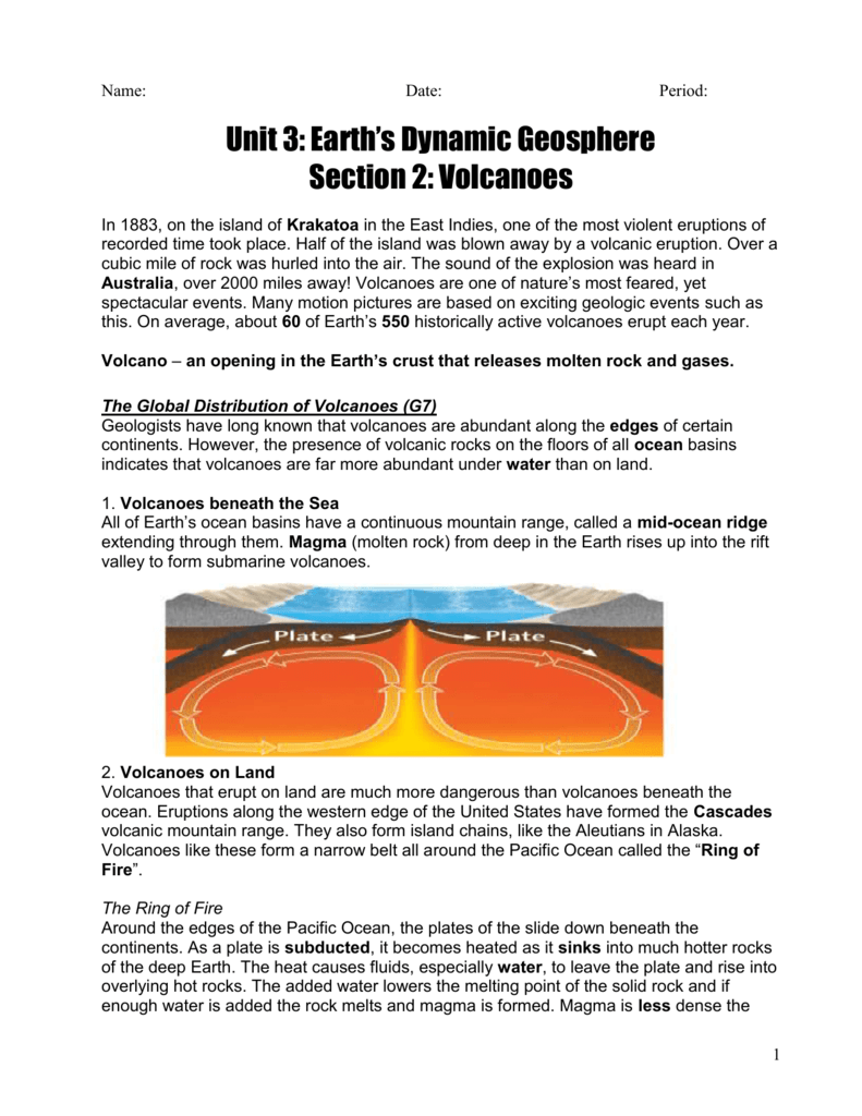 Unit 3 Section 2 Volcanoes Answer Key