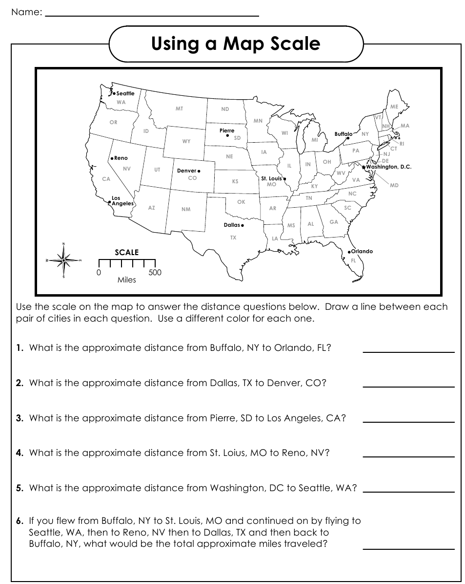Using A Map Scale Worksheets