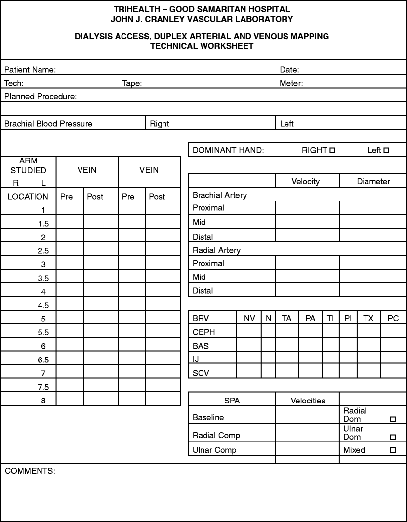 Venous Insufficiency Ultrasound Worksheets