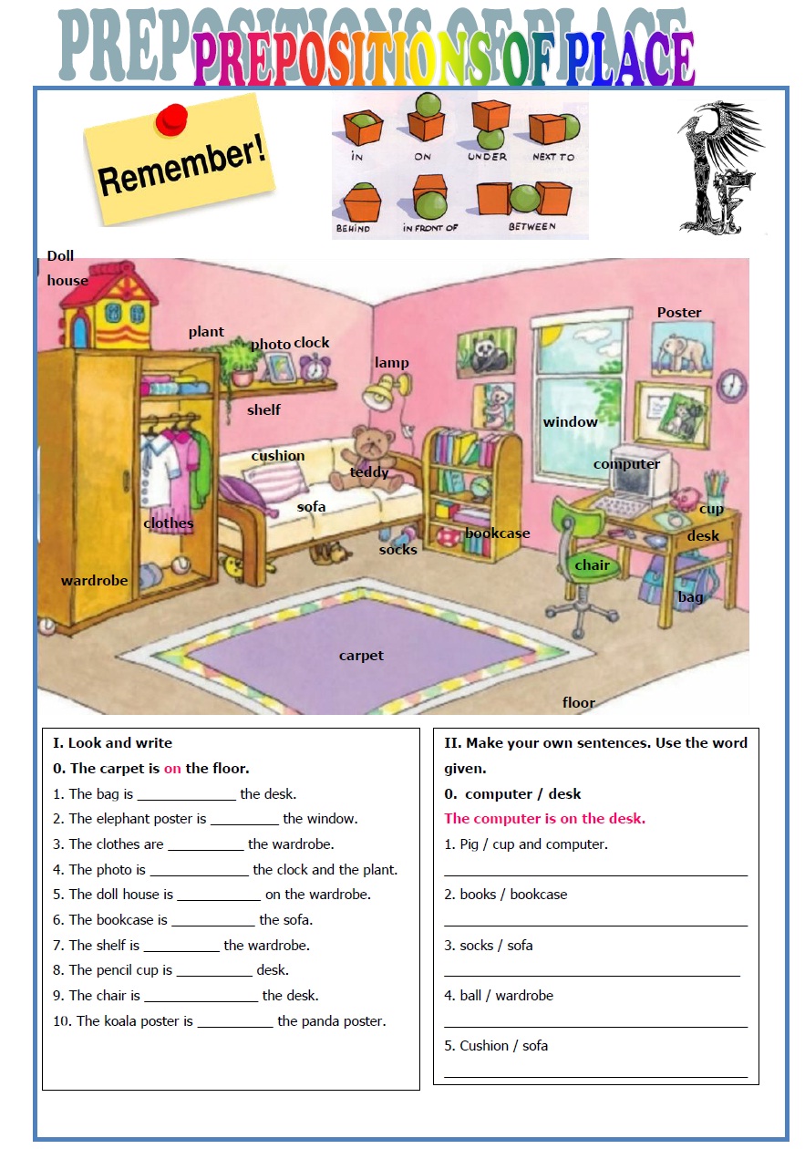 VÃ½sledek ObrÃ¡zku Pro Prepositions Of Place Worksheet