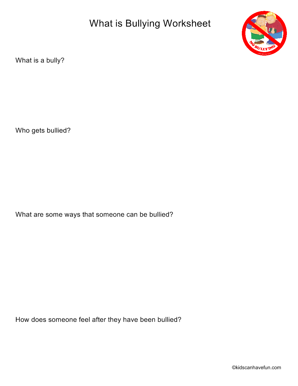 What Is Bullying Worksheet
