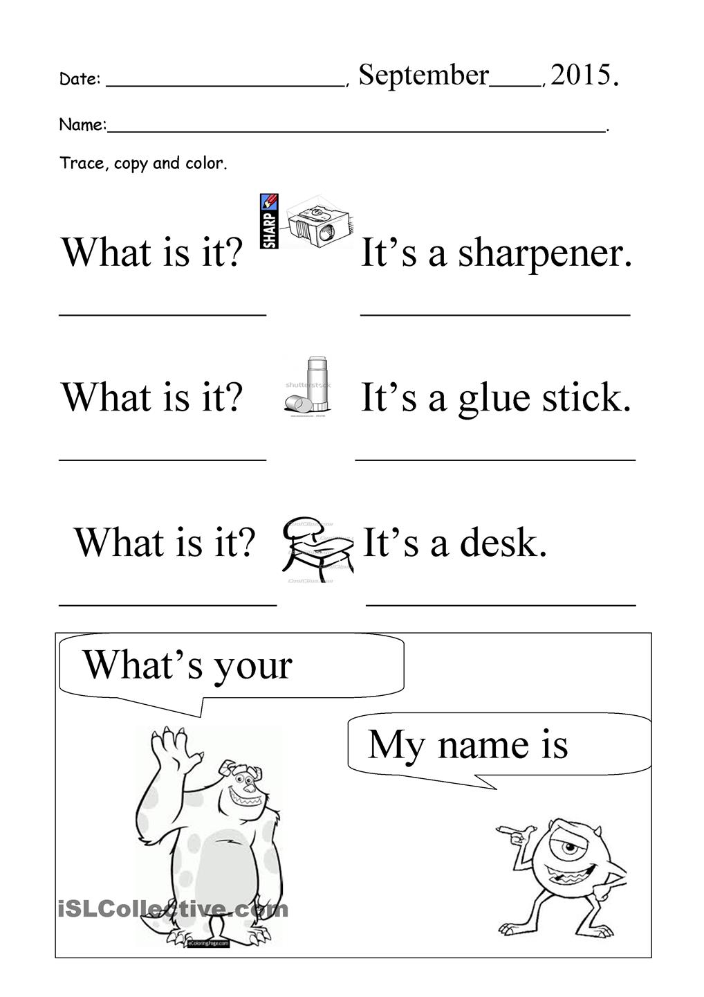 What Is It  Whats Your Name  Trace And Copy