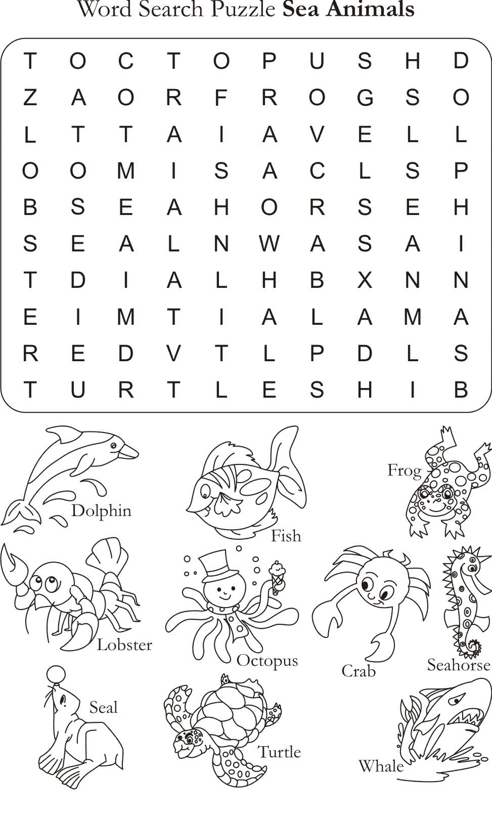 Sea Animals Worksheets Kindergarten