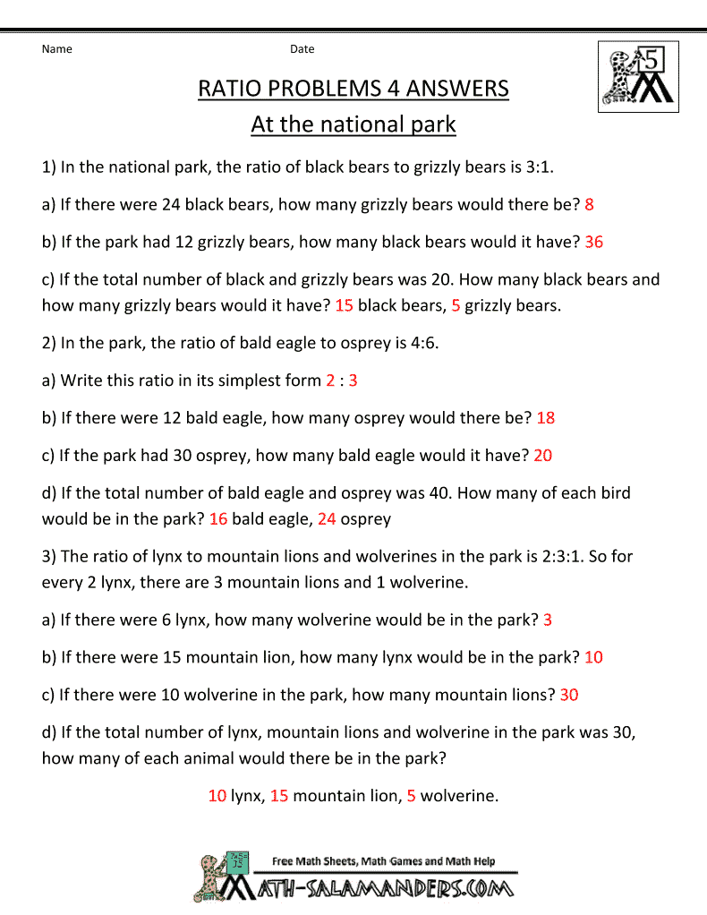 Worksheets  6th Grade Ratio Worksheets  Citysalvageanddesign Free