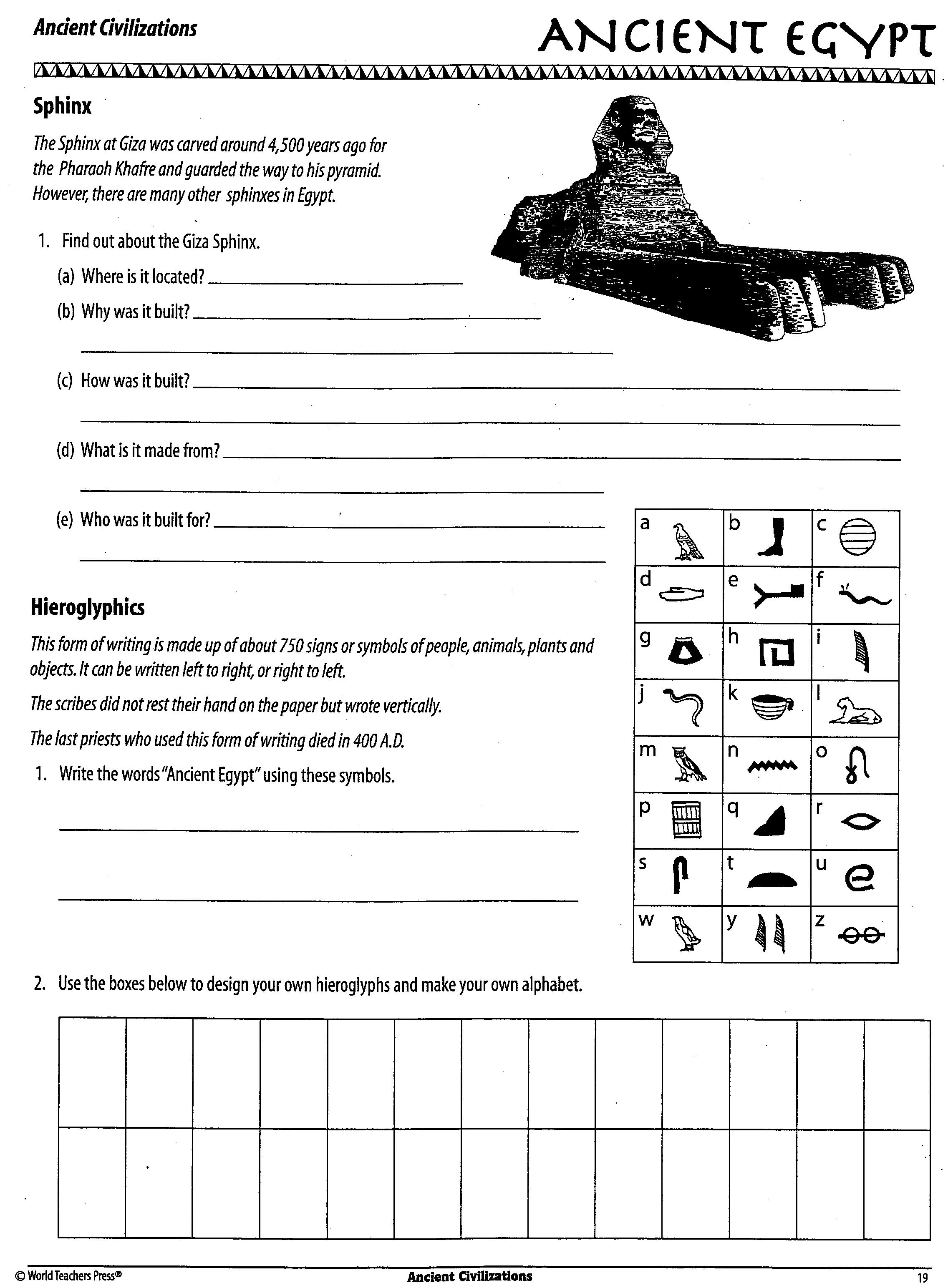 Worksheets  Hieroglyphics Worksheet  Pureluckrestaurant Free
