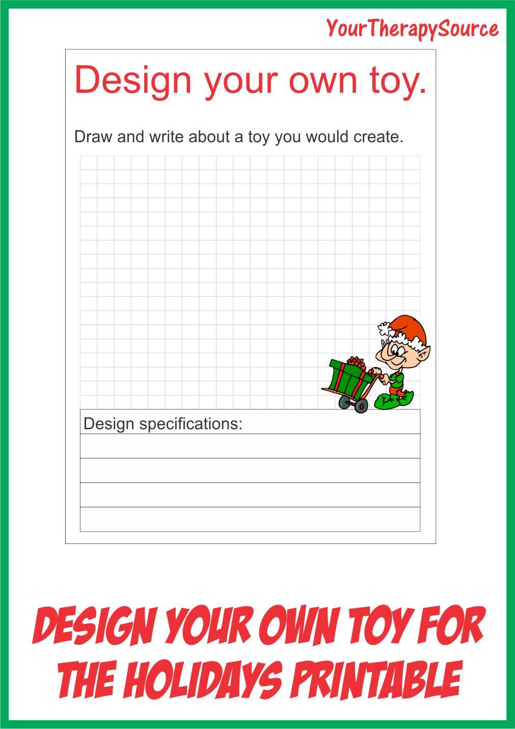 Your Therapy Source  Design A Toy For The Holidays Worksheet