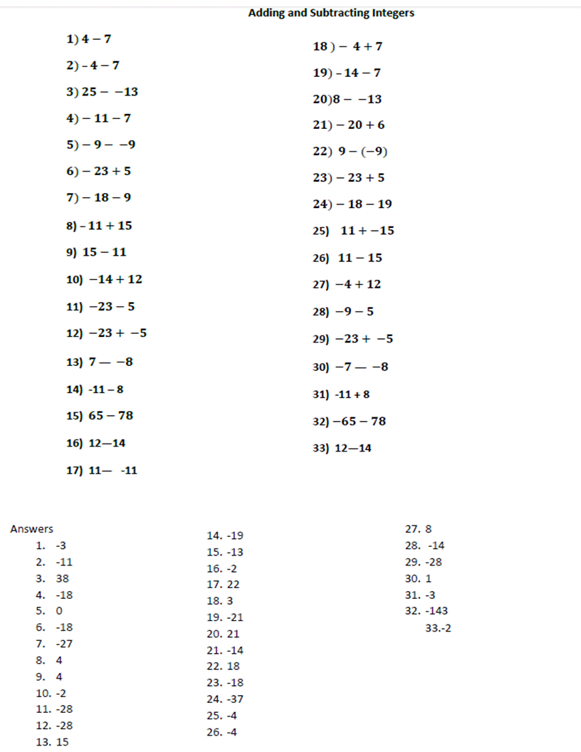 Zach's Blog  Adding And Subtracting Integers