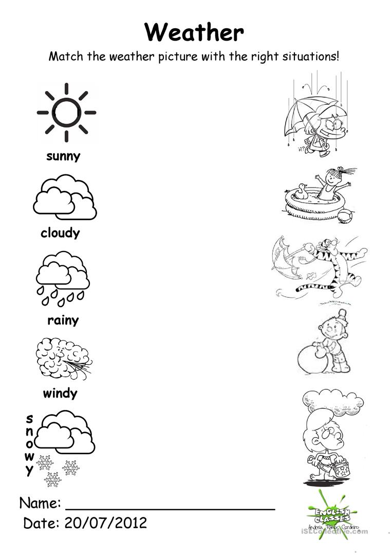 117 Free Esl Weather Worksheets For Kindergartners And Nursery