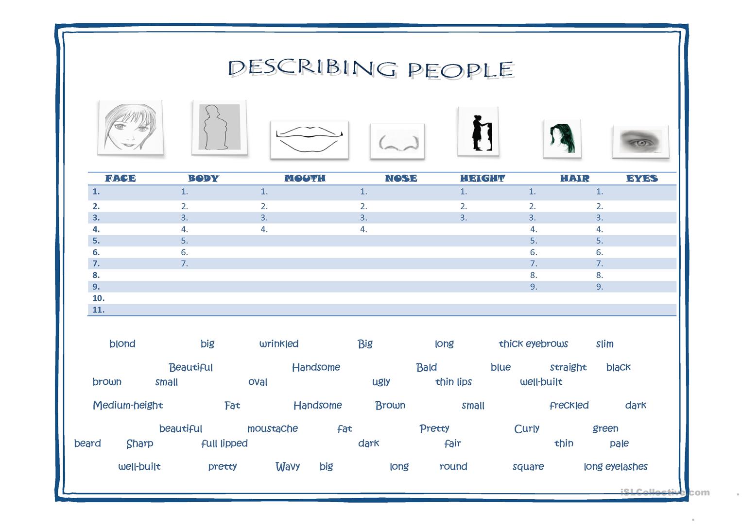 19 Free Esl Physical Appearance Worksheets