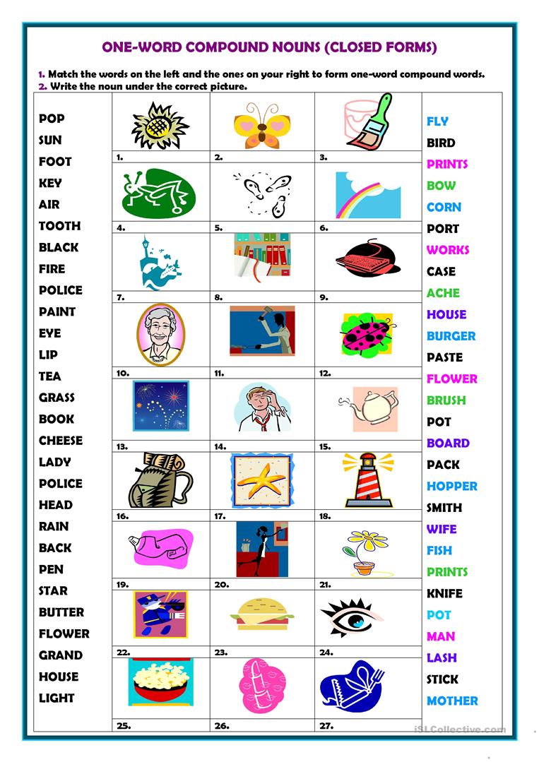 23 Free Esl Compound Nouns Worksheets
