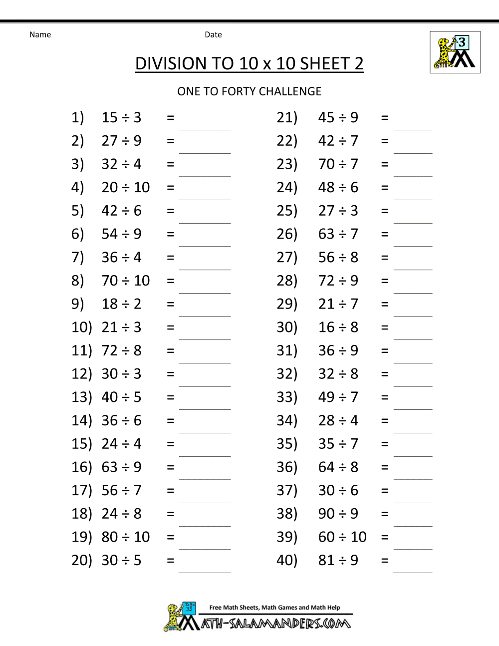 3rd Grade Division Worksheet Math Worksheets Coloring With