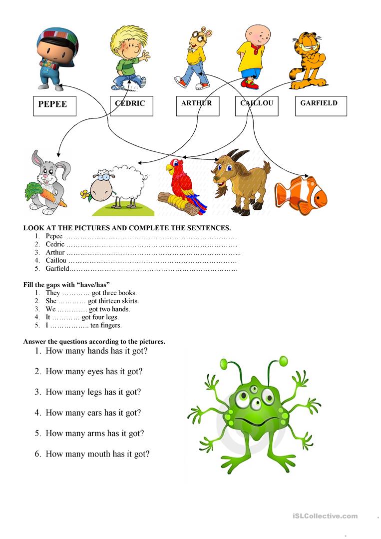 432 Free Esl Have Got Or Has Got Worksheets