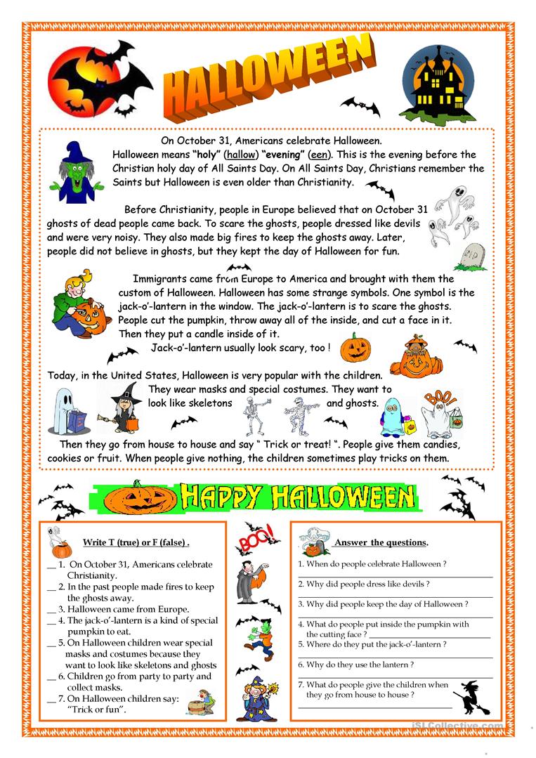 464 Free Esl Halloween Worksheets