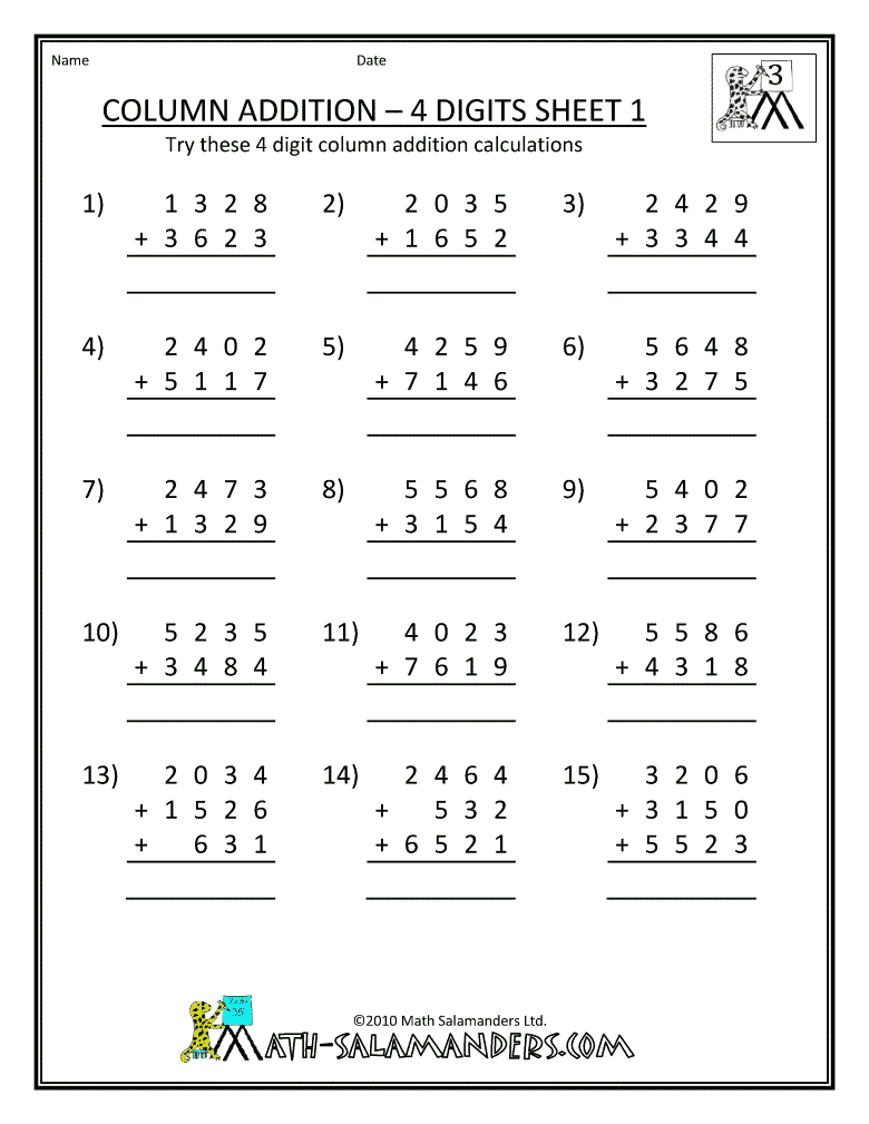 4 Digit Addition Worksheets Free Worksheets For All