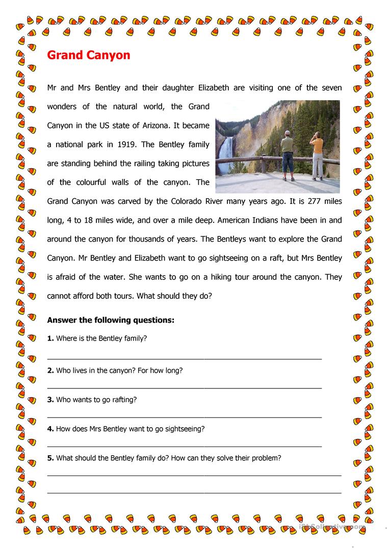 4 Free Esl Grand Canyon Worksheets