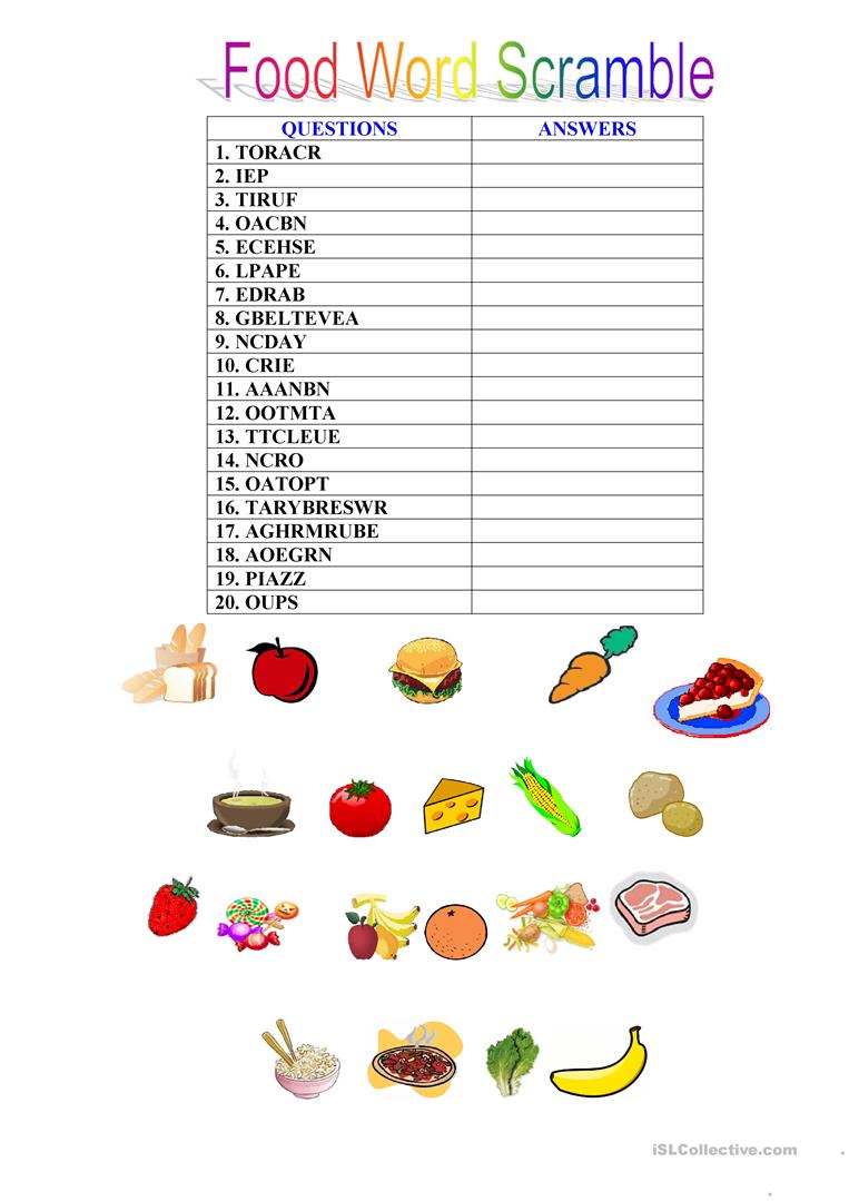 4 Free Esl Scrambled Words Worksheets