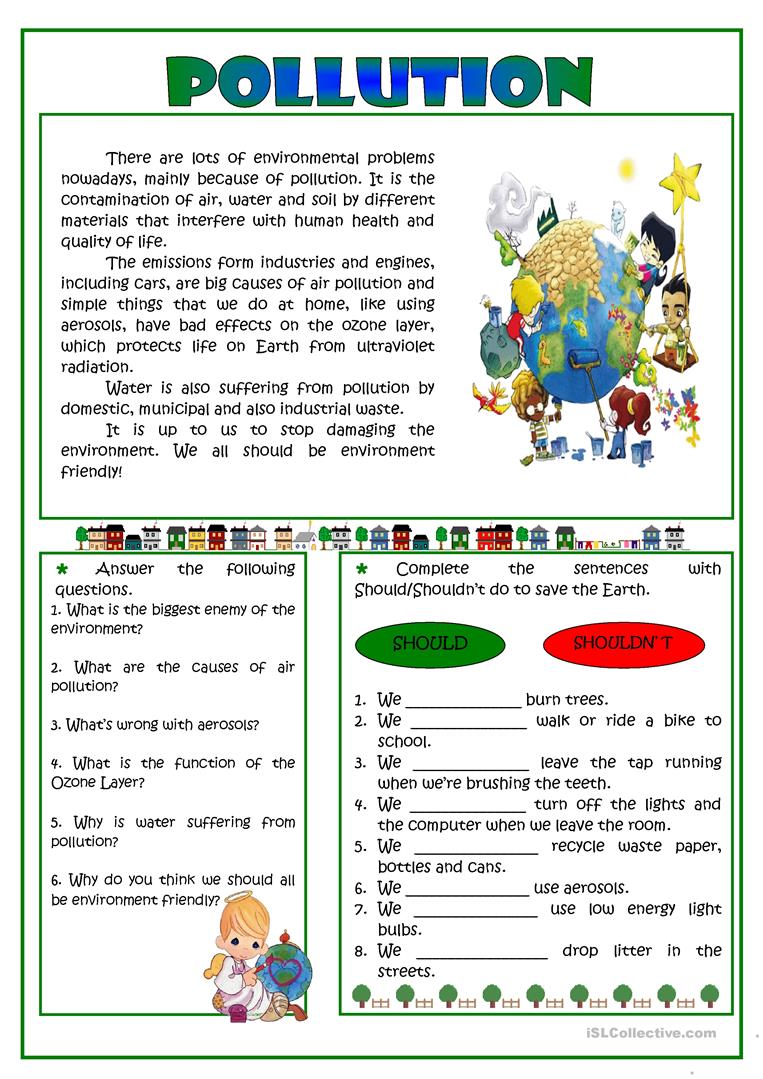 55 Free Esl Pollution Worksheets