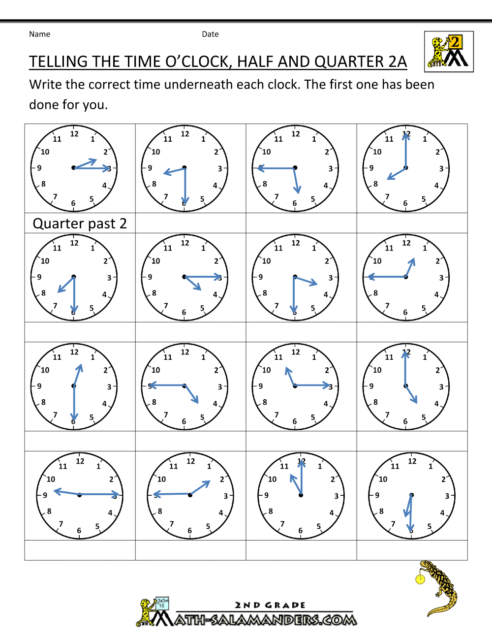 5 Clock Worksheets