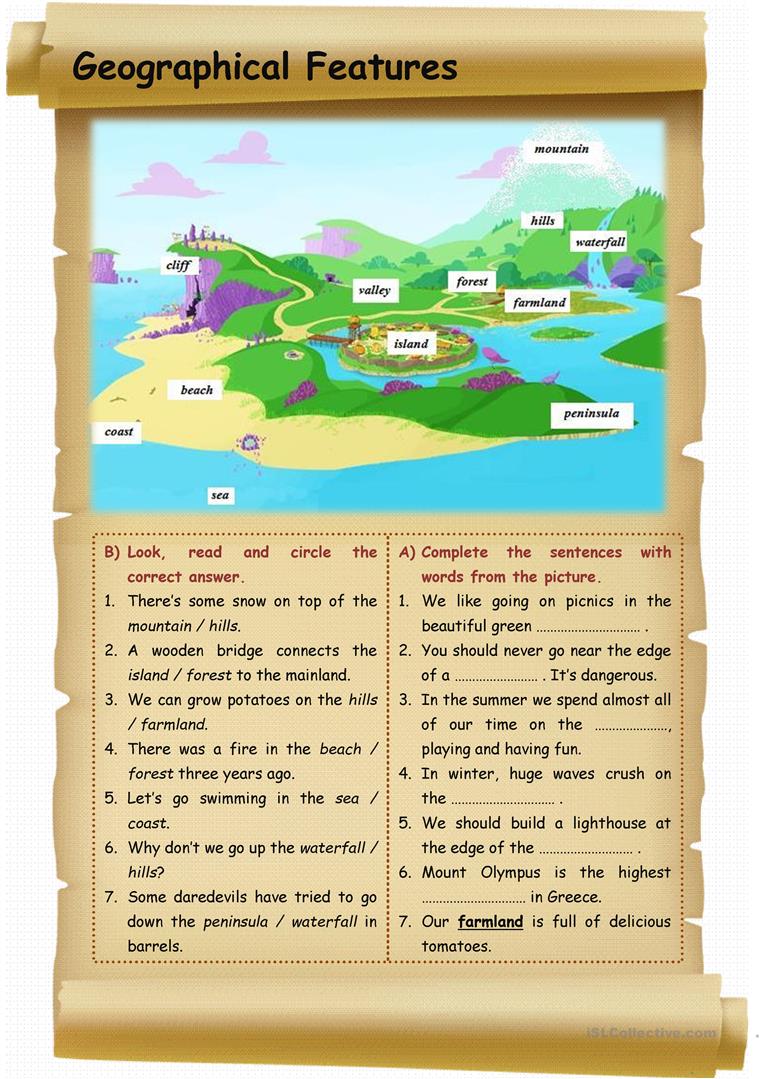5 Free Esl Geographical Features Worksheets