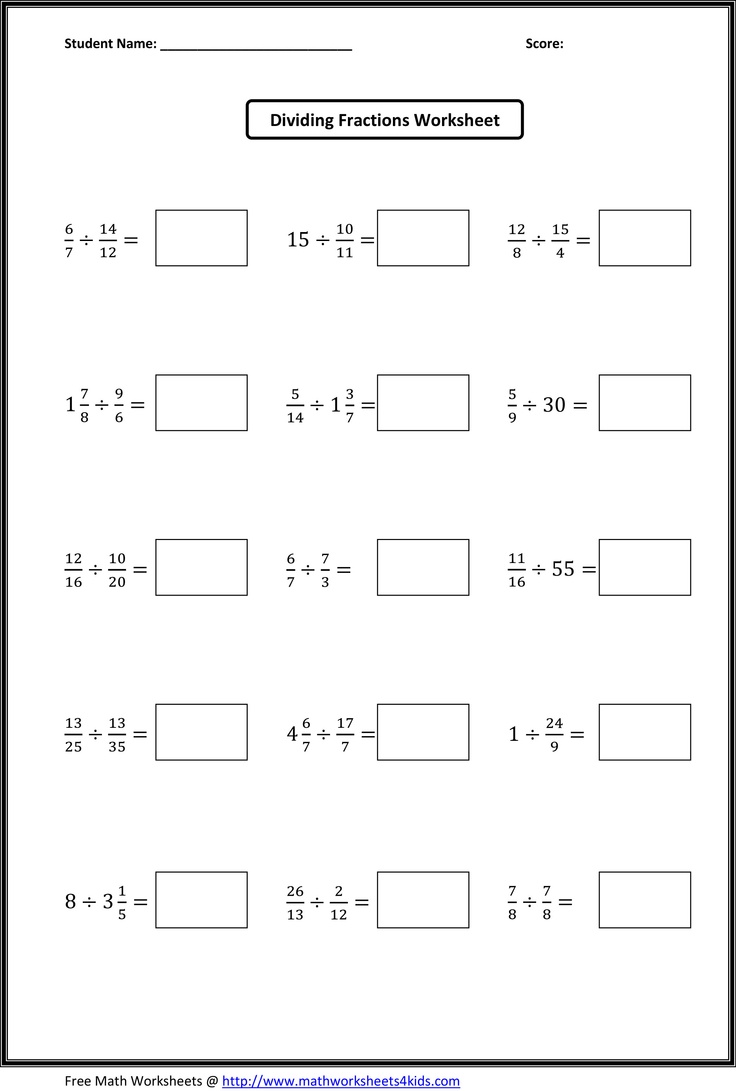 6th Grade Fraction Worksheet Worksheets For All