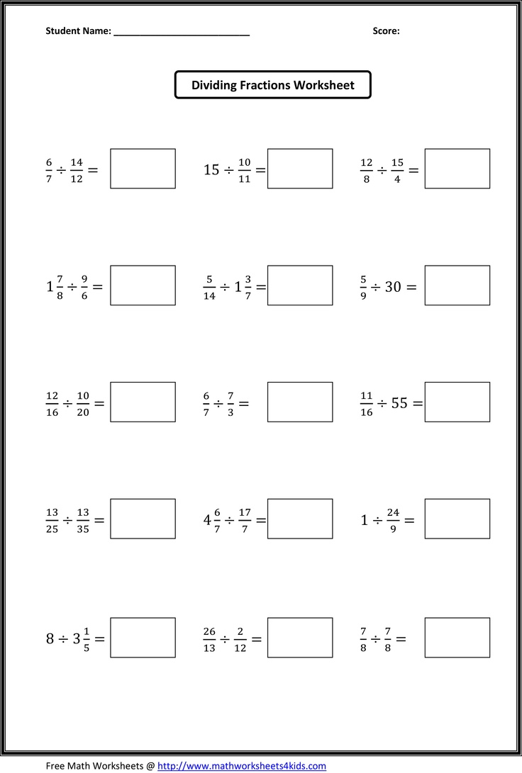 6th Grade Fraction Worksheet Worksheets For All