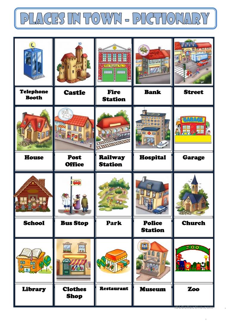 91 Free Esl Places In Town Worksheets
