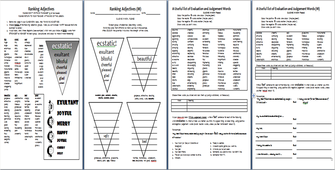 Adjective Worksheets For Middle School Worksheets For All