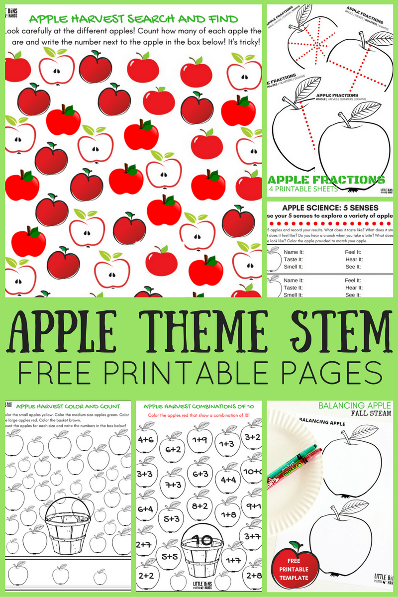 Apple Theme Worksheets And Apple Stem Activities {free Pages}