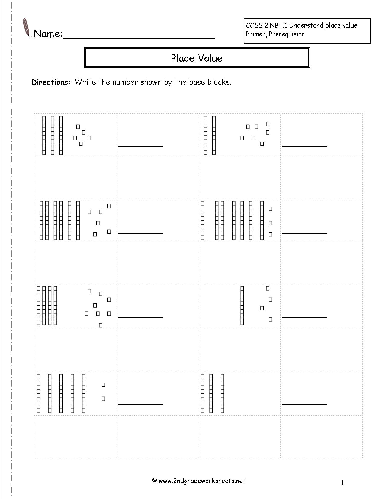 Base Ten Worksheets For First Grade