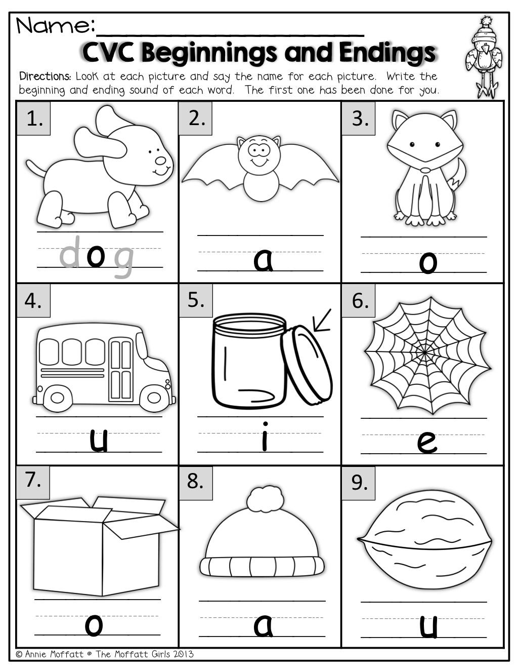 Beginning Sound Worksheets For Kindergarten Math Printable Ending