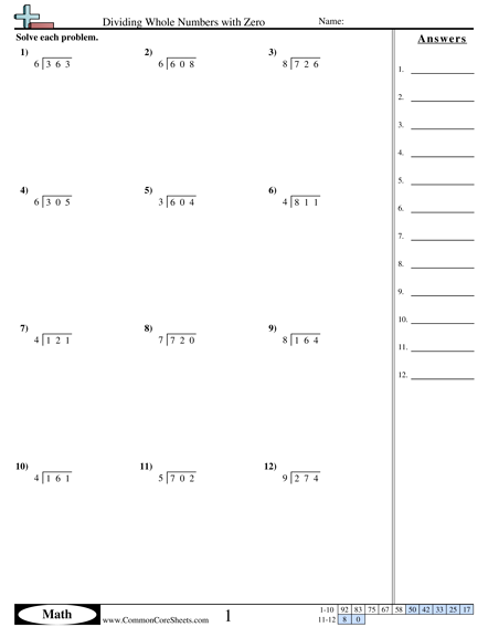 Collection Of Solutions Dividing Whole Numbers Worksheets On