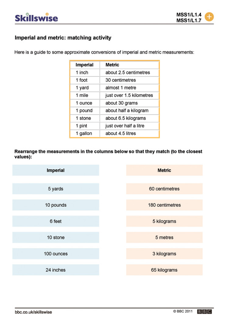 English To Metric Conversion Worksheet