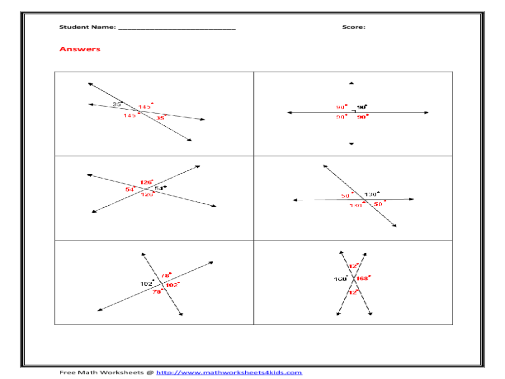 Finding Angle Measures Worksheet Answers Worksheets For All