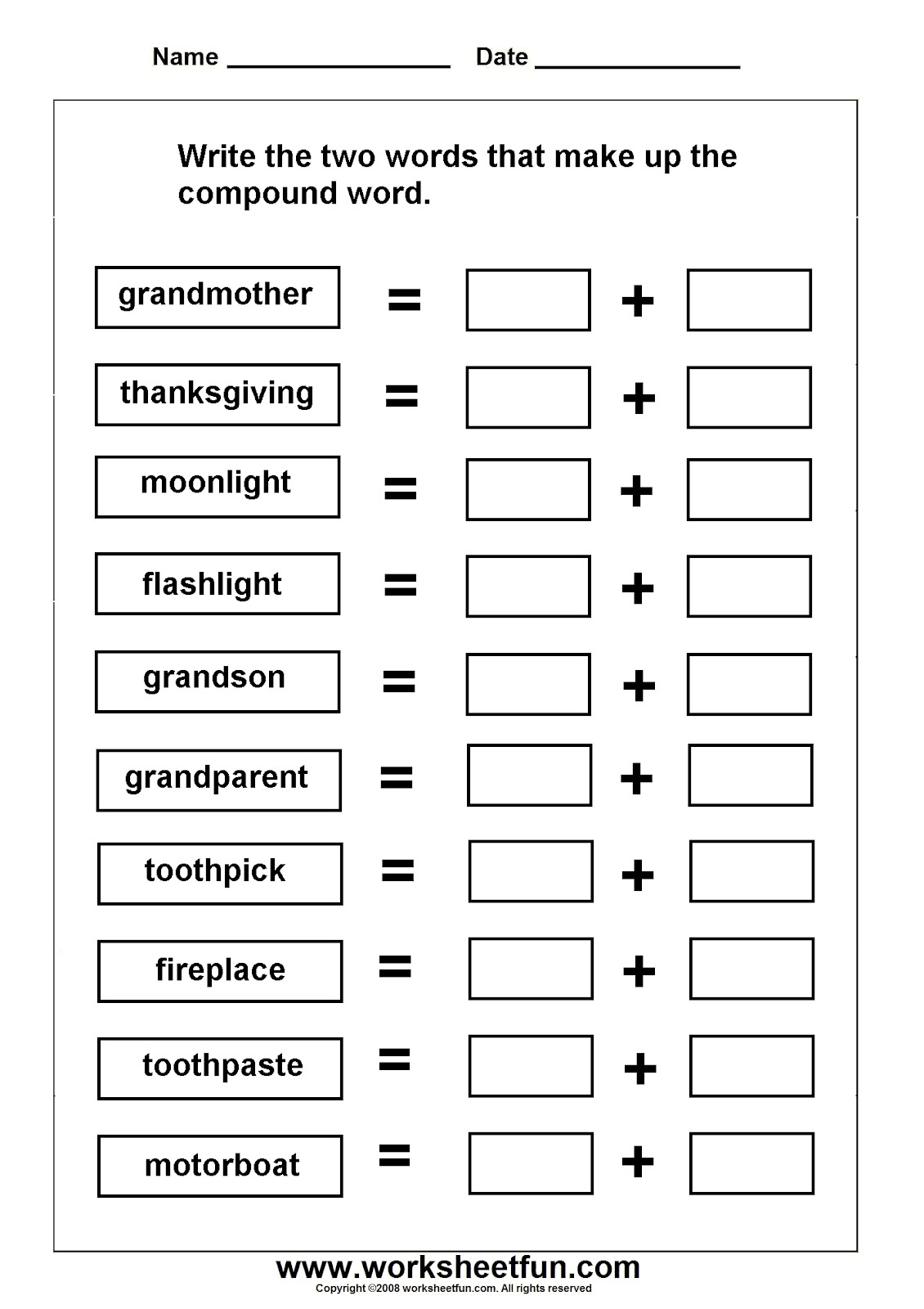Free 2nd Grade Compound Words Worksheets Worksheets For All