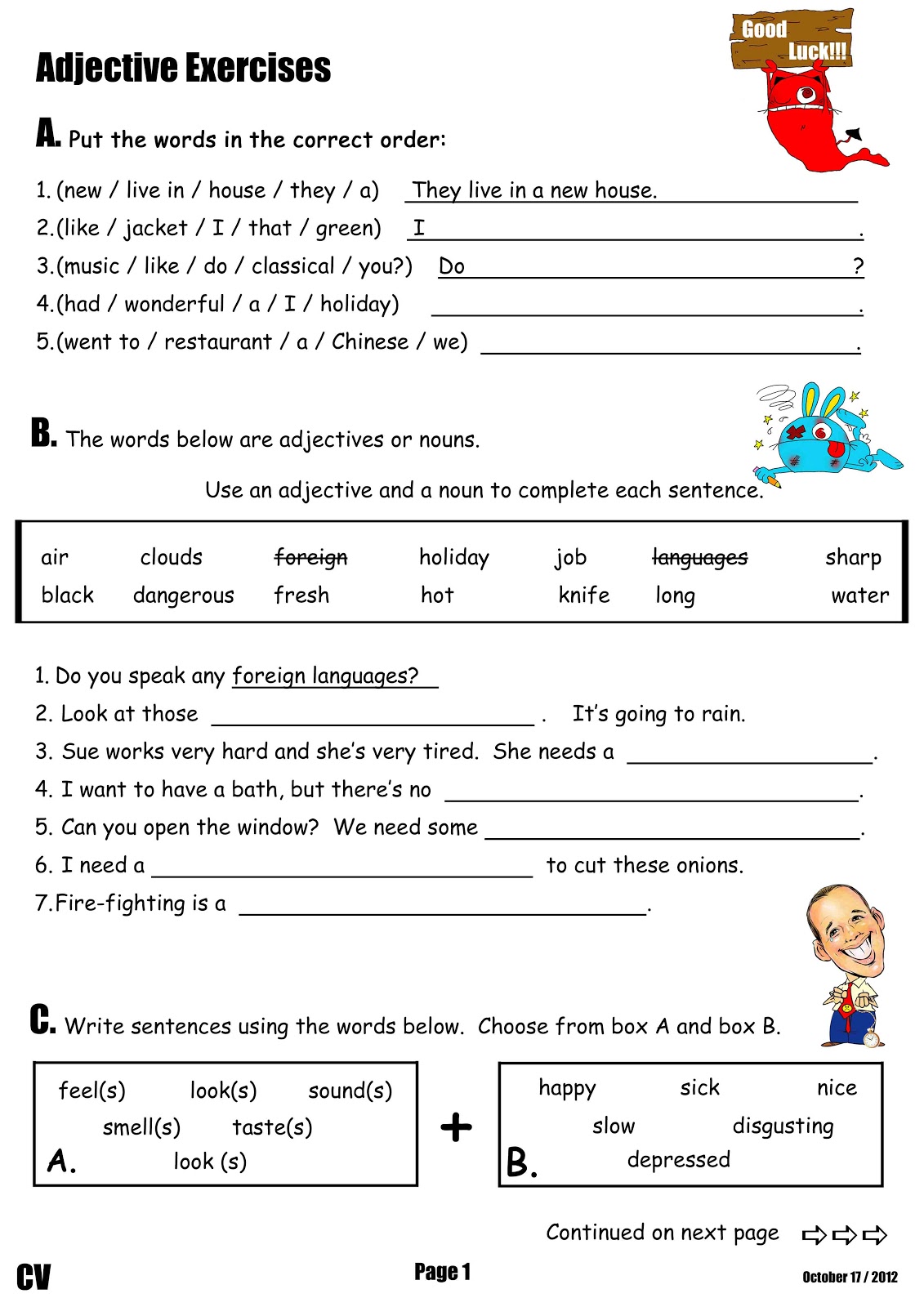 Free Printable Adjective Worksheets Worksheets For All