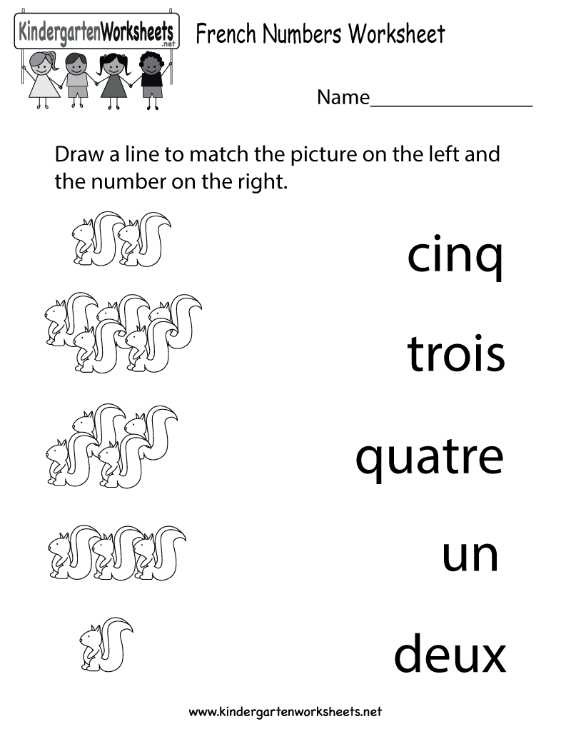 Free Printable French Numbers Worksheet For Kindergarten