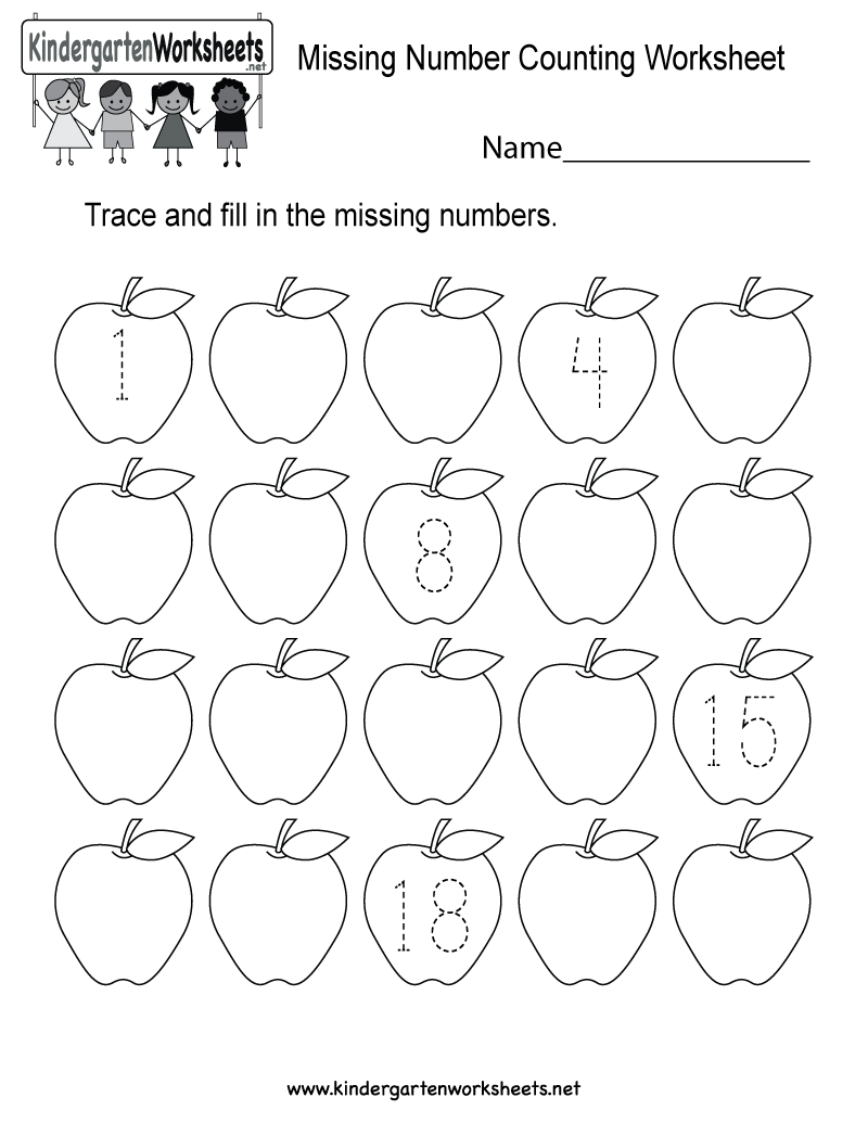 Free Printable Missing Number Counting Worksheet For Kindergarten