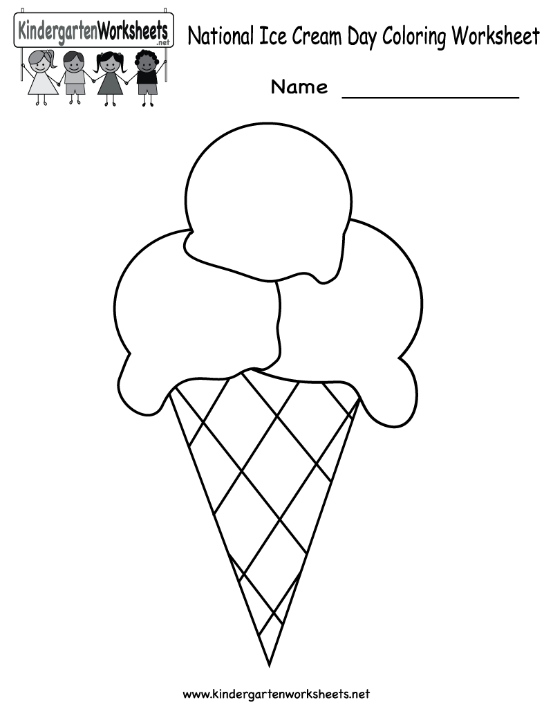 Free Printable National Ice Cream Day Worksheet For Kindergarten