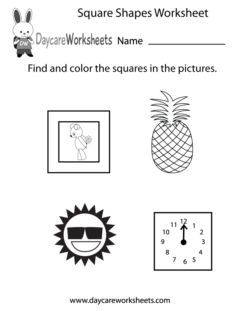 Free Square Shapes Worksheet For Preschool