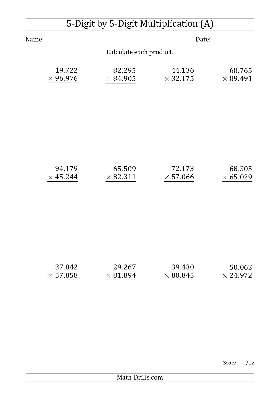 Grade Mathgit Multiplication Worksheets Double 5th By Multiplying