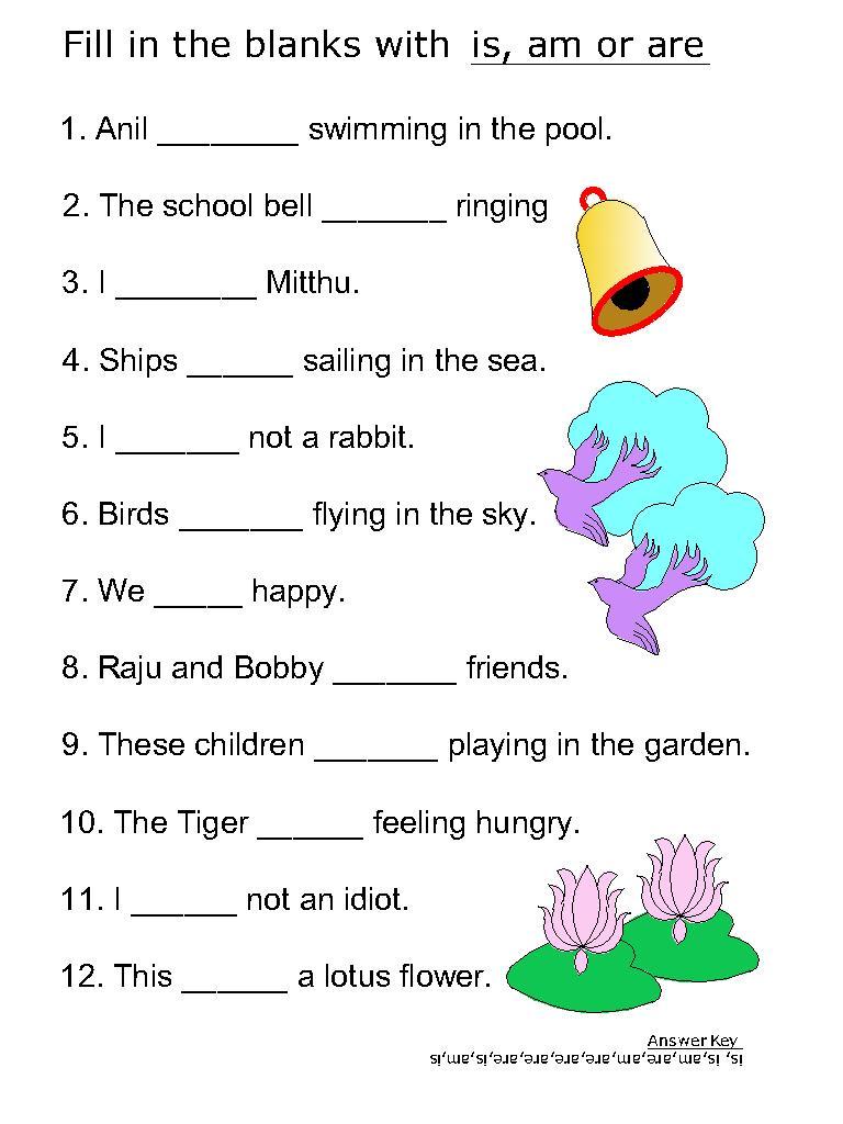 Helpingrb Worksheets For Is Am Are Kindergarten Math Tense Present
