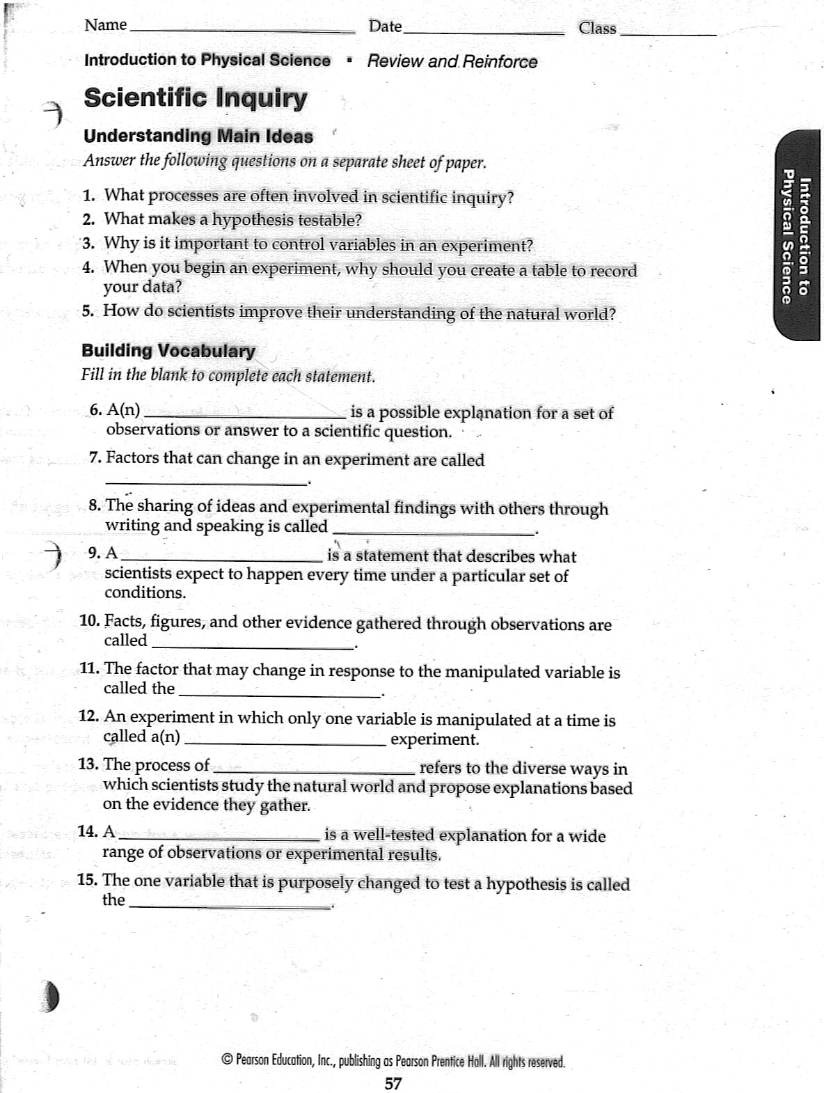Introduction To Science Worksheet Worksheets For All