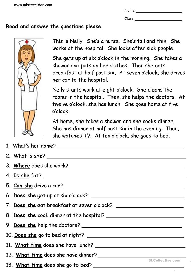 Kids  Free Comprehension Worksheets For Grade 5  Esl Efl