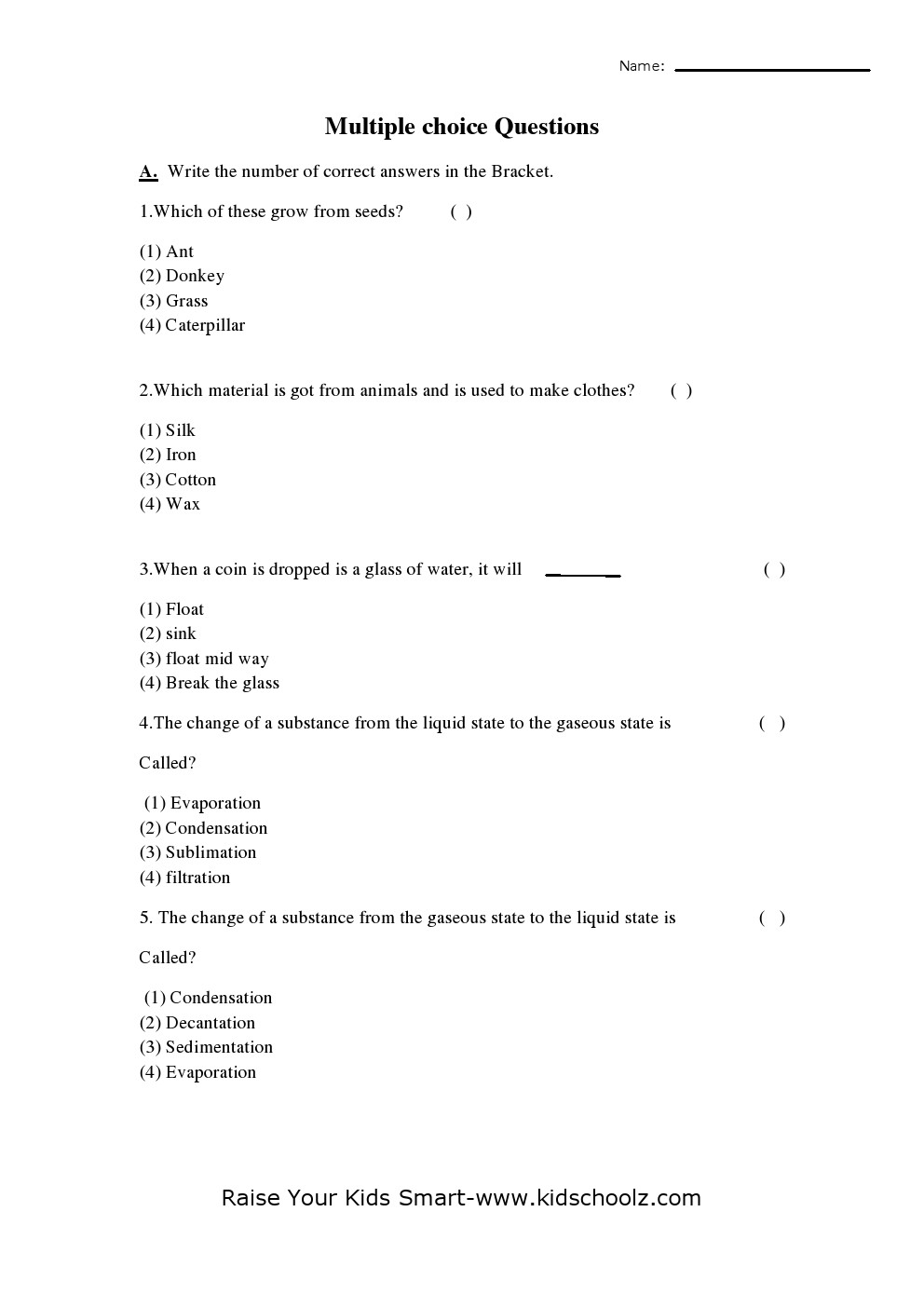 Kids  Year 4 Science Worksheets  Worksheets For All And Share